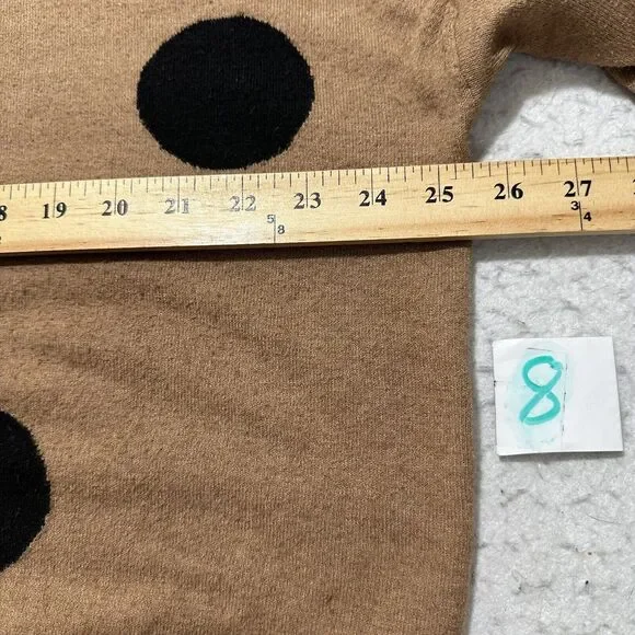 T Tahari Women's Large Long Sleeve Pullover Sweater Brown Black Polka Dot - Picture 8 of 12